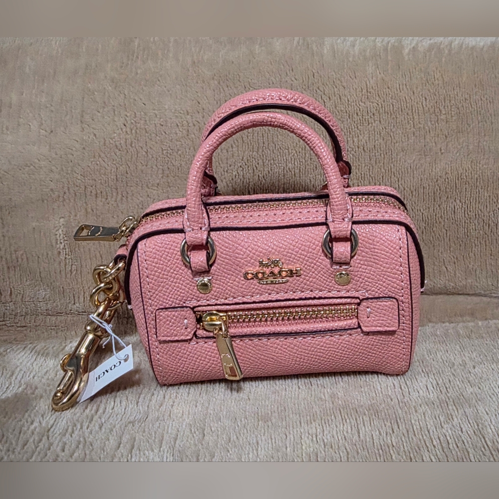 Coach CC312 Mini ROWAN Satchel Bag Charm Gold/Candy Pink NEW!